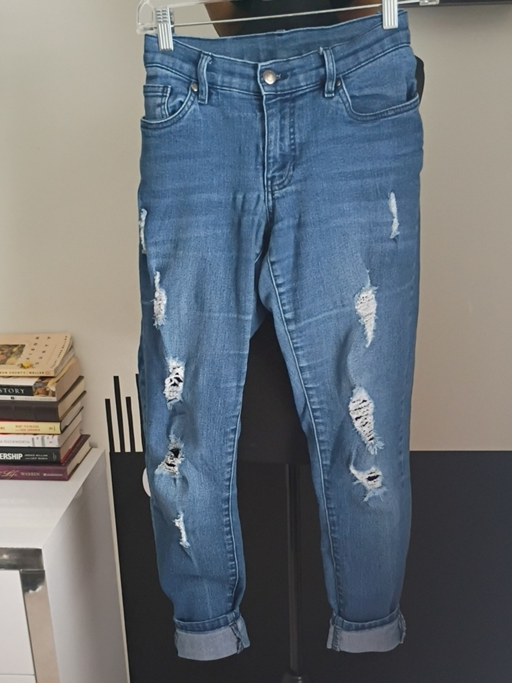 VENUS Distressed Medium Blue Boyfriend Jeans